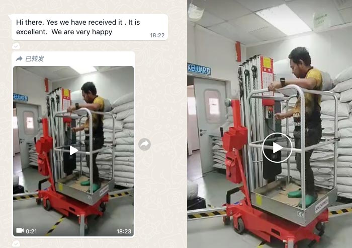 8m Aluminum Aerial Work Platform Project in Malaysia